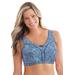 Plus Size Women's Cotton Back-Close Wireless Bra by Comfort Choice in Sky Blue Zebra (Size 44 C)