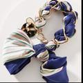 Anthropologie Jewelry | Anthropologie Gold Tone Link Blue & Pink Scarf Bracelet | Color: Blue/Pink | Size: Read Description **
