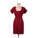 Gianni Bini Casual Dress - Sheath Scoop Neck Short sleeves: Red Print Dresses - Women's Size 2