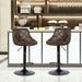 17 Stories Ellicot Set Of 2 Adjustable Bar Stools w/ Backrest & Footrest Upholstered/Leather/Metal/Faux leather in Black/Brown/Orange | Wayfair