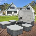 Red Barrel Studio® 6 Piece Rattan Sofa Seating Group w/ Cushions Synthetic Wicker/All - Weather Wicker/Wicker/Rattan in Gray | Outdoor Furniture | Wayfair