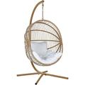 Poltrona sospesa in rattan naturale con base in metallo Acri - Beige