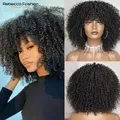Rebecca – perruque Afro brésilienne naturelle cheveux courts crépus bouclés noirs avec frange