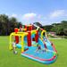 7-in-1 Inflatable Water Park with Slide, Bouncing House, Splash Pool, Water Gun, Climbing Wall, Basketball and Football