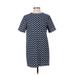 Zara Casual Dress - Shift Crew Neck Short sleeves: Blue Chevron/Herringbone Dresses - Women's Size X-Small