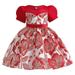 2T Baby Girls s Dress Girls Party Dress Cute Princess Dress Formal Birthday Gift 3T Girls Bubble Sleeve Pleated Embroidered Princess Dress Red