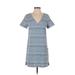 Ali & Jay Casual Dress - Shift V Neck Short sleeves: Blue Dresses - Women's Size Small