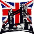 Brvsk Union Jack. Stamped Cross-Stitch Kit w/Printed Tapestry Canvas (40 × 40 cm) — Stamped Cross-Stitch Cushion Kit for Creative Home Décor — Needlework Kit for Adult Beginners