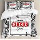 ABAKUHAUS Vintage Duvet Cover Set, Circus Show Magician, Bedding Set 3 Pieces with 2 Pillow Shams, 200 x 200 cm - 70 x 50 cm, Orange Black