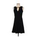 Ann Taylor Casual Dress - A-Line Keyhole Sleeveless: Black Print Dresses - Women's Size 00 Petite