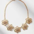 Anthropologie Jewelry | Anthropologie Fall Filigree Flower Bib Necklace | Color: Gold | Size: Os