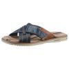Pantolette MUSTANG SHOES, Herren, Gr. 42, blau (navy), Lederimitat, Textil, sportlich, Schuhe, Sommerschuh, Schlappen, Poolslides, mit auffälligem Logoschriftzug