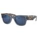 Ray-Ban RB0840SF Mega Wayfarer Sunglasses Transparent Dark Blue Frame Grey Mirror Blue Lens Asian Fit 52 RB0840SF-6638O4-52