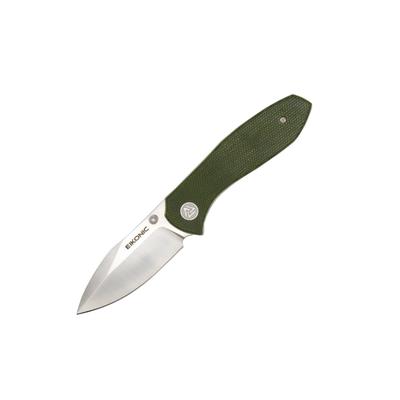 EIKONIC Knife Company Kasador Folding Knife - Designed by Jonas Iglesias 2.7in D2 Steel w/ Rockwell Hardness of 59-60 Micarta Handle Satin/Green