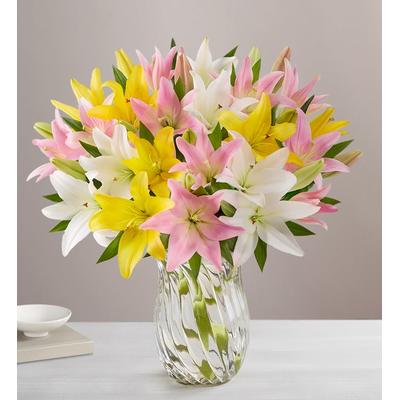 1-800-Flowers Flower Delivery Sweet Spring Lilies Double Bouquet W/ Clear Vase
