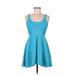 Aeropostale Casual Dress - A-Line Scoop Neck Sleeveless: Blue Print Dresses - Women's Size Medium