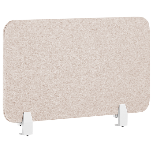 Schreibtisch Trennwand Beige Stoff PET Kunststoff 72 x 40 cm zum Aufstellen Klemmen Schallschutz Sichtschutz Pinnwand Büro Home Office