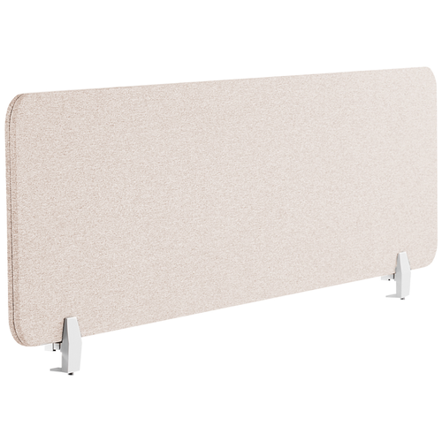 Schreibtisch Trennwand Beige Stoff PET Kunststoff 160 x 40 cm zum Aufstellen Klemmen Schallschutz Sichtschutz Pinnwand Büro Home Office