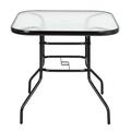 Fairnull Outdoor Dining Table Square Toughened Glass Table Yard Garden Glass Table