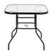 Fairnull Outdoor Dining Table Square Toughened Glass Table Yard Garden Glass Table