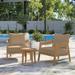 Modway Brisbane 3-Piece Teak Wood Outdoor Patio Set in Natural Light Brown