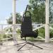 vidaXL Garden Swing Chair with Cushion Cream/Black/Dark Gray Oxford Fabric and Steel