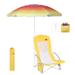 Beach Chair, Beach Chairs for Adults, w/Cooler&Umbrella, Compact High Back, Cup Holder & Carry Bag & Heavy Duty