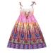 TAIAOJING Toddler Girls Floral Bohemian Dress Adjustable Spaghetti Strap Midi Dress Flowers Sleeveless Beach Straps Princess Dress 6-7 Years