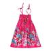 TAIAOJING Toddler Girls Floral Bohemian Dress Adjustable Spaghetti Strap Midi Dress Flowers Sleeveless Beach Straps Princess Dress 6-7 Years