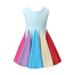 DxhmoneyHX Toddler Girl Rainbow Skater Dresses Casual Sleeveless Princess A-line Dress Summer Dresses for Party Wedding