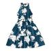 Girls Fashion Dresses Summer Dress Halter Neck Floral Summer Casual Sundress Swing Party Dresses For 11-12 Years