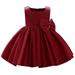 TUOBARR Dress for Toddler Girl Satin Embroidery Rhinestone Bowknot Birthday Party Gown Long Dresses Red