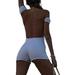 Nituyy Short Sleeve Jumpsuit for Women Bodycon Backless Rompers Shorts One Piece Party Club Bodysuit