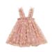 gvdentm Little Girls Cotton Dress Sleeveless Casual Summer Sundress Flower Printed Jumper Skirt Girls Easter Dress Pink 4-5 Years