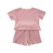 Cute Girls Outfits Toddler Summer Tracksuit O Neck Vest Elastic Waist Shorts Summer Men S And Women S Solid Color Thin Short Sleeve