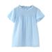 ZHAGHMIN Girls Shirts Toddler Girls T Shirts Ruffle Short Sleeve Round Neck Loose Blouse Summer Solid Color Casual Girl Tee Tops Toddler Undershirt Little Girls Undershirts Girls Shirt With Pocket