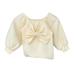 ZIZOCWA Toddler Shirts Girls 2T T Shirt Long Sleeve Women Kids Toddler Baby Girls Solid Bowknot Long Ruffled Sleeve Blouse Tops Outfits Clothes Beige Beige80