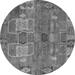 Ahgly Company Indoor Round Abstract Gray Modern Area Rugs 5 Round