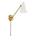 1 Light Wall Sconce in Mid-Century Modern Style-8.5 inches Tall and 5.5 inches Wide-Natural Brass/White Finish Bailey Street Home 147-Bel-4782786