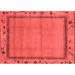 Ahgly Company Machine Washable Indoor Rectangle Oriental Red Asian Inspired Area Rugs 6 x 9