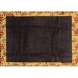 Ahgly Company Indoor Rectangle Oriental Brown Asian Inspired Area Rugs 2 x 5