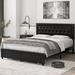 Etta Avenue™ Binghamton Tufted Upholstered Platform Bed w/ Headboard, Bed Frame w/ 2 Storage Drawers Faux in Black | Wayfair