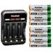 Kastar 8-Pack AAAJ 1.2V 1000mAh Ni-MH Battery and CMH4 Charger Compatible with Panasonic KX-TG6572 KX-TG6572C KX-TG6572R KX-TG6573R KX-TG6581 KX-TG6581B KX-TG6582T KX-TG6583T KX-TG6591T KX-TG6592T