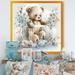 Zoomie Kids Teddy Bear in Crib w/ Flowers II - Print on Canvas in Blue/Brown/White | 24 H x 24 W x 1 D in | Wayfair