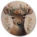 Loon Peak® Cute Baby Caribou w/ Floral Crown I - Modern Wood Wall Art - Natural Pine Wood in Brown/Green/White | 23 H x 23 W x 1 D in | Wayfair