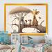 Zoomie Kids Giraffe & Elephant w/ Kids - Print on Canvas Metal in Brown/White | 30 H x 40 W x 1.5 D in | Wayfair D36E3DD42D644AFDB2388A691155E791