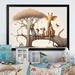 Zoomie Kids Giraffe & Elephant w/ Kids - Print on Canvas in Brown/White | 12 H x 20 W x 1 D in | Wayfair 4CC1C42FD0AB42E09A51AC262AE0D938