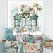 Zoomie Kids Baby Elephant in Crib w/ Flowers I - Print on Canvas in Blue/Gray/White | 24 H x 24 W x 1 D in | Wayfair