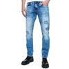Straight-Jeans RUSTY NEAL "ODAR", Herren, Gr. 31, US-Größen, blau, 98% Baumwolle, 2% Elasthan, unifarben, casual, Jeans, Mit farblich abgesetzten Ziernähten