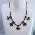 J. Crew Jewelry | J.Crew Vintage Crystal Flower Cluster Statement Necklace | Color: Blue/Gold | Size: Os